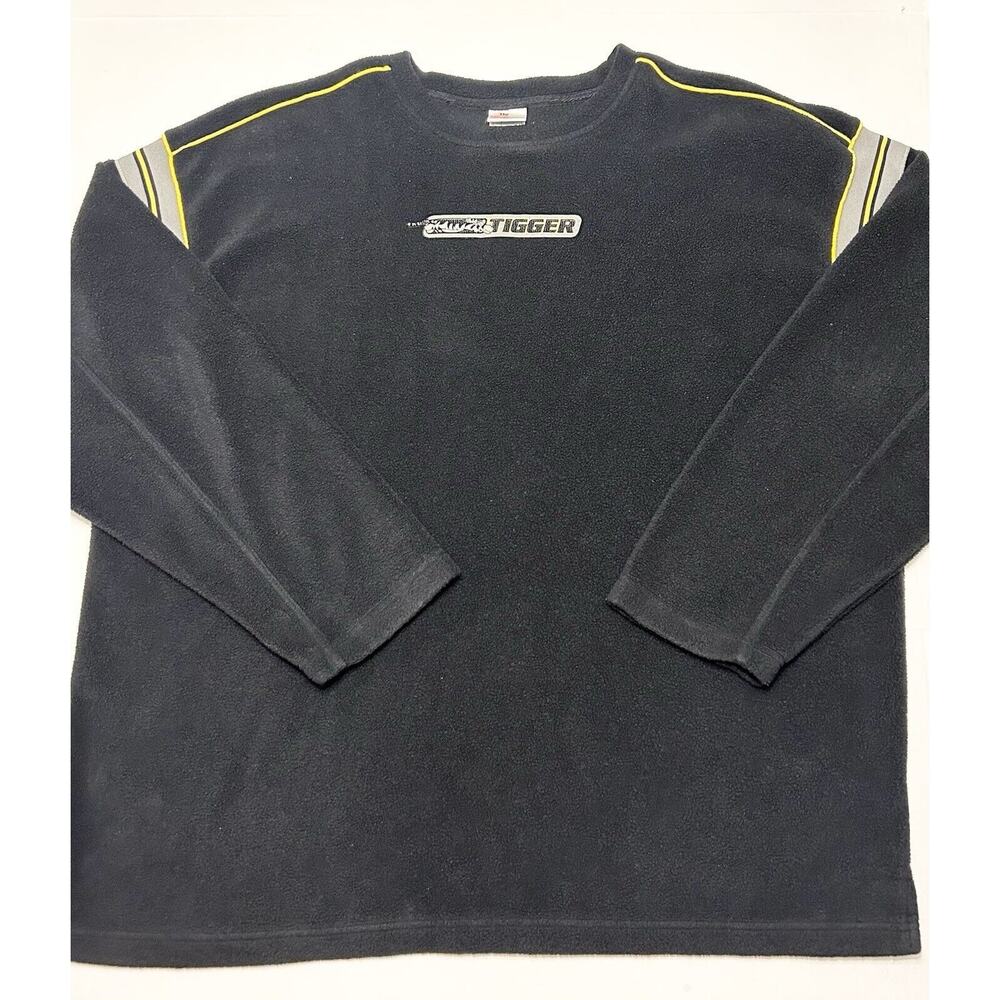 VTG Disney Store Tigger Fleece Sweatshirt Fuzzy Black Yellow Embroidered XL 90s